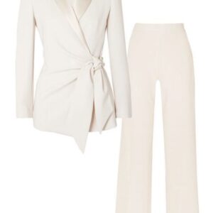 White Wrap Top + Pants Set